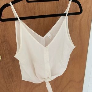 White button up crop cami